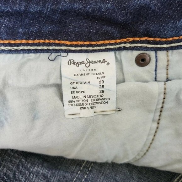 Pepe Jeans London Men's Blue Straight Leg Embroidered Dark Wash Jeans Size 29x33 - Picture 2 of 6